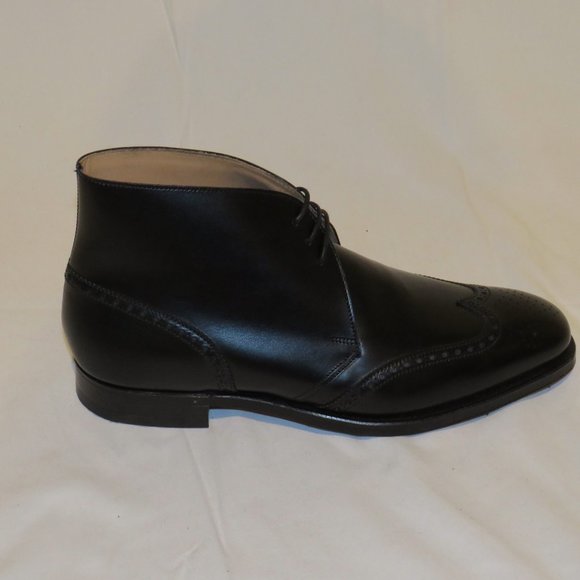 Peal Co Crockett Jones Black Wingtip Boots 8D NWB - Picture 2 of 12